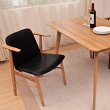 橡木实木小扶手 书桌椅休闲 简约餐椅 沙发椅 北欧宜家餐椅