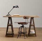 美式复古办公桌实木电脑桌做旧书桌欧式简约写字台松木学生桌书房