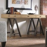 欧式风格复古做旧电脑桌书桌实木办公桌loft美式松木玄关供桌台