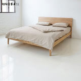 简约新款现代日式全1.8橡木双人床北欧宜家黑胡桃实木床卧室家具
