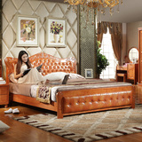 欧式床中式婚床皮艺软靠法式床简约现代橡木双人1.8米1.5m实木床