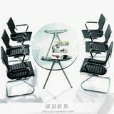上海家具办公桌 钢化玻璃会议桌椭圆形 玻璃班台老板桌小型洽谈桌