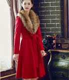 2016冬貉子毛领羊绒大衣女中长款韩版修身魅力加厚顺毛呢羊毛