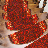 室内实木楼梯地毯旋转楼梯垫免胶自吸防滑踏步垫脚垫红地毯可定制