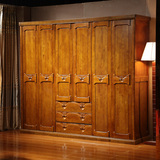 实木衣柜三门四门五门六门木质衣柜中式橡木推拉门对开门整体衣橱
