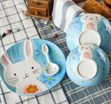 包邮 可爱手绘动物碗米饭碗甜品碗 日式创意陶瓷器餐具套装兔子碗