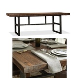 美式复古实木铁艺餐桌组合餐椅桌椅餐桌椅桌子办公桌光面做旧椅子