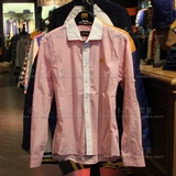 专柜正品 PLORY 夏款衬衣 男士粉色条纹纯棉 长袖衬衫 poys122214