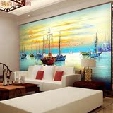 客厅电视背景墙纸壁纸 卧室影视墙大型壁画 帆船油画