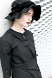 IRONSTELL原創設計旗袍扣可用拉繩控制腰型的暗黑亞麻連衣裙