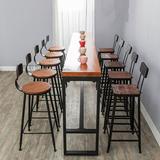 简约现代铁艺实木高脚长桌吧台桌酒吧桌星巴克咖啡厅桌椅组合定制