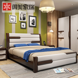 新中式实木床1.8米橡木床实木双人床1.5米白色实木高箱储物床婚床