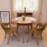 北欧宜家白橡木圆餐桌椅组合 简约实木咖啡桌椅 小户型阳台餐桌椅