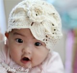 手工婴儿宝宝帽子0-1-2岁春秋大花朵纯棉镂空大花朵网眼帽镂空