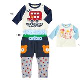 2016秋季新品日本男女儿童装宝宝衣服卡通花瓶小汽车miki长袖T恤