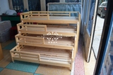 厂家直销 幼儿园原木四人床 儿童推拉床 护栏四层床 实木上下铺床