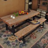皇朗美式乡村复古做旧实木铁艺餐桌饭桌酒吧桌办公桌酒店桌长方形