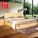 全实木床松木床1.5/1.8米双人床 高箱床储物床中式卧室家具床婚床