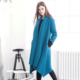 原创设计2015秋冬新款欧美大牌宽松羊毛呢子长袖中长大衣外套女潮