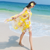 特价2016新款夏波西米亚宽松大花海边度假显瘦短裙雪纺沙滩连衣裙