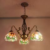 欧式地中海客厅吊灯蒂凡尼 彩色风格铁艺灯具多头卧室灯餐厅灯饰