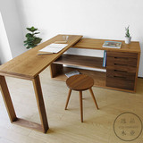 欧式实木书桌 台式电脑桌 转角办公桌 白橡木日式简约宜家写字台