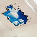 3D立体蓝天白云天空自粘天花板墙壁自粘壁纸墙贴纸贴画房间装饰品