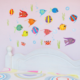 卡通可爱小鱼浴室玻璃墙贴纸卫生间防水瓷砖贴画儿童房间卧室海洋