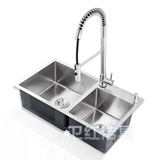 欧式手工水槽双槽厨房洗菜盆台上台下盆304不锈钢加厚新品特价