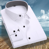 春季新款男士衬衫男长袖修身型韩版商务白色正装衬衣男装潮