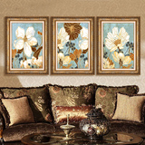 美式欧式客厅装饰画现代沙发背景墙有框三联画油画餐厅挂画壁画