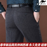 品牌港式袋鼠王羊毛绒西裤男士商务休闲长裤免烫中年男裤春季薄款
