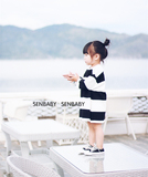 senbaby2016秋款韩国童装女宝宝女童连衣裙条纹宽松长袖A字卫衣裙