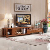 现代中式全实木伸缩电视柜组合简约客厅纯橡胶木电视机影视柜地柜