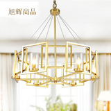 现代美式时尚新款简约创意铜玻璃设计师样板房客厅卧室吊灯
