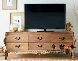 法式实木复古客厅电视柜简欧出口外贸家具电视柜 美式乡村电视柜