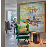 逾远新品抽象现代简约北欧客厅装饰画样板房卧室沙发背景墙挂油画
