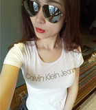 2016夏季女装莱卡棉弹力烫钻圆领短袖修身镶钻字母短袖T恤 打底衫
