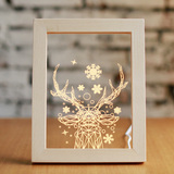 北欧创意小鹿灯鹿角夜灯创意生日礼物宜家相框实木鹿头台灯