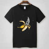 夏潮牌新款日系街头个性搞怪banana香蕉印花纯棉圆领短袖t恤男