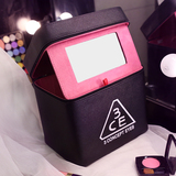 3CE韩国化妆包大容量女专业手提隔层带立体镜化妆品收纳化妆箱