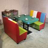 美式复古咖啡厅靠墙卡座甜品奶茶店西餐厅茶餐厅沙发桌椅组合定制