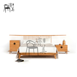 现代中式床新中式实木床样板房民宿卧室床组合简约创意双人床禅意