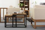 美式复古铁艺纯实木榆木角几边几方形客厅简约沙发边桌休闲咖啡桌