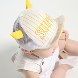婴儿帽子夏6-12个月宝宝帽子1-2岁小牛角网格鸭舌帽男女儿童帽子