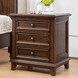 美式白蜡木实木床头柜储物柜美式家具现代简约家具经典三抽床头柜