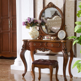 新古典美式全实木梳妆台小户型复古简约欧式梳妆台卧室化妆台桌子