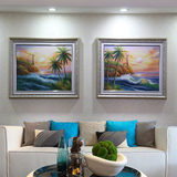 欧式手绘海景油画客厅沙发墙装饰画艺术画地中海卧室玄关挂画灯塔
