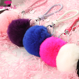 韩国创意皇冠獭兔毛球bv绳钥匙扣挂件汽车女士包包时尚毛绒挂饰