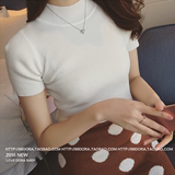 2016短袖t恤女子修身打底衫学生短款针织衫螺纹小衫内搭上衣韩版